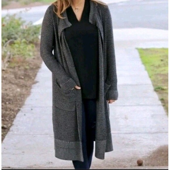 Cabi Lara Duster Cardigan Womens Size XL Style 3166 Gray Knit Pockets Open Front - Picture 2 of 11